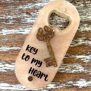 Key to my Heart Resin Bottle Opener with Fridge Magnet Bar Accessories Beer Gift